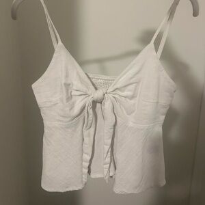 White Tie-Front Women’s Top